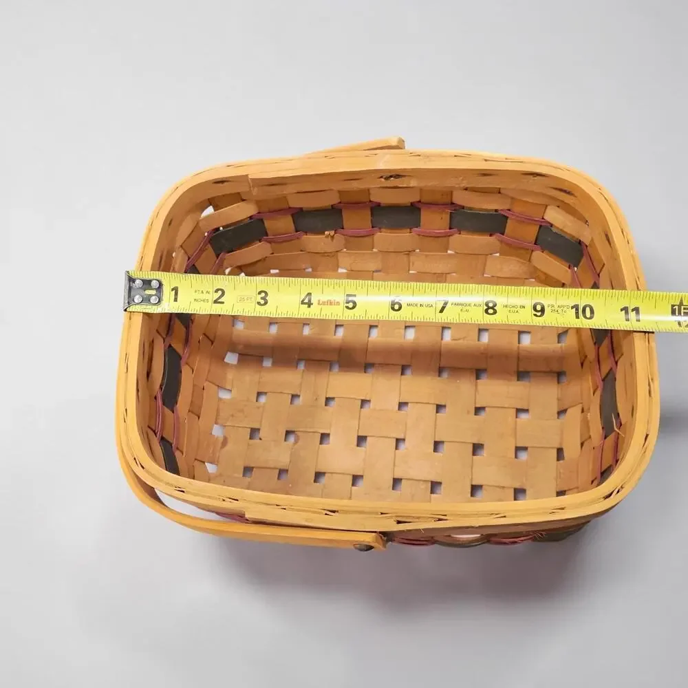 Vintage Woven Wood Splint Basket Swing Handle Decor International Farmhouse NWT